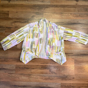 Vintage Striped Blazer Jacket Click by Color Me Cotton 100% Linen Indie 90's